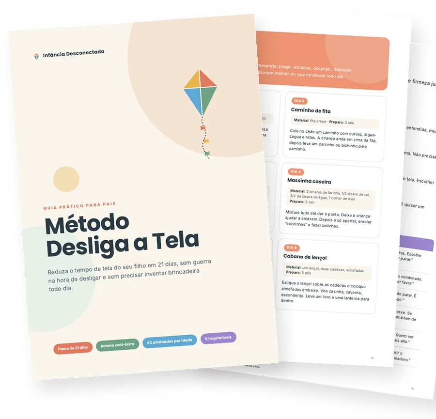 Capa e páginas do guia Método Desliga a Tela